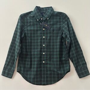 Ralph Lauren Boys 8 Green Blue Plaid Shirt NWT
